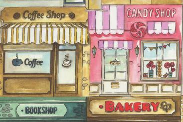 Baumwollstoff Digital - Candy Shop - 280 cm 