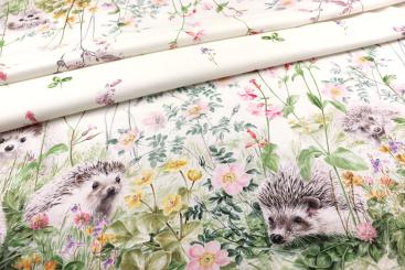 Baumwoll-Dekostoff Digital - Igelwiese 
