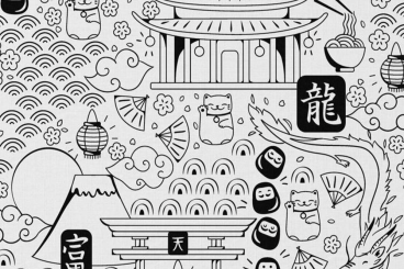 Ausmalstoff Baumwolle - Tokyo Moments 