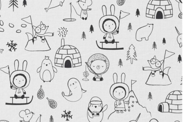 Ausmalstoff Baumwolle - Ice & Friends 