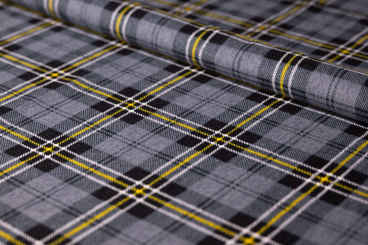 Baumwollflanell - Grau & Gelb 