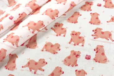 Baumwollstoff - Schweine 