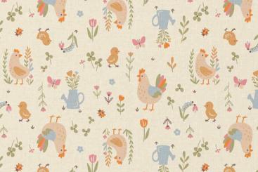 Baumwollstoff - Huhn und Küken 