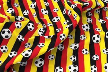 Dekostoff - Fußball - Schwarz/Rot/Gold 