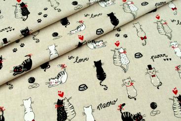 Meow - Dekostoff - Leinenoptik 
