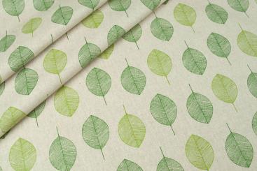 Blätter - Dekostoff - Leinenoptik 