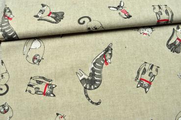 Dekostoff Leinen-Look - Mieze-Katze 