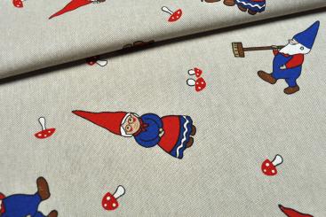 Dekostoff Leinenoptik - Familie Zwerg 