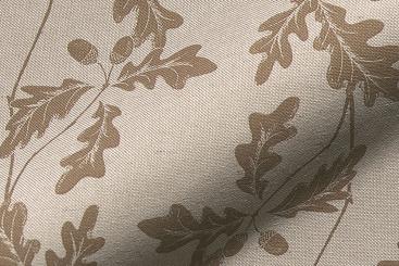 Dekostoff Leinenoptik - Eichenbaumblätter 