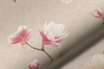 Dekostoff Leinenoptik - Kirschblüten 