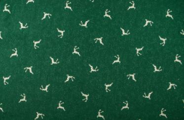 Dekostoff Zweiseitiger Jacquard - Kleine Hirsche - Tanne 