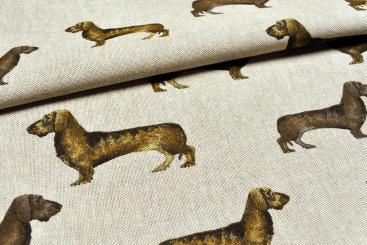 Dekostoff Leinenoptik - Treue Dackel 