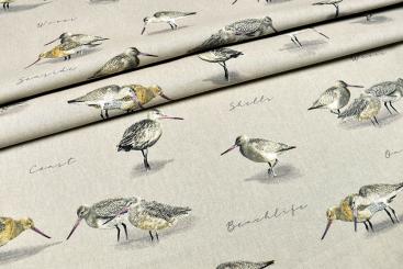 Dekostoff Leinenoptik - Küstenvögel 