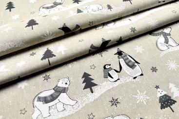 Dekostoff Leinenoptik - Freunde vom Polarkreis 