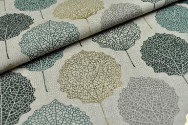 Dekostoff Premium-Glanz - Golden Leafs 