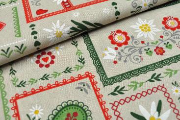 Dekostoff - Leinenoptik - Edelweiss-Patchwork 