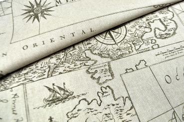 Dekostoff Leinenoptik - Vintage Map 