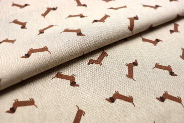 Dekostoff Leinenoptik - Mini-Dackel 