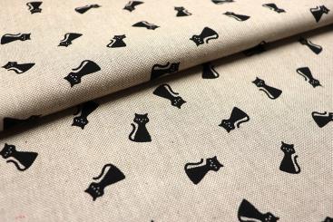 Dekostoff Leinenoptik - Mini-Kätzchen 