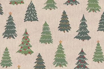 Dekostoff Leinenoptik - Christmas Trees 