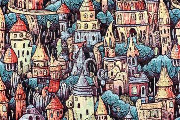 Dekostoff Gobelin - Magische Stadt 