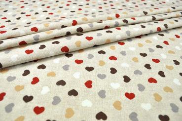 Dekostoff Leinenoptik - Mini-Herzen - 280 cm 