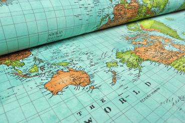 Dekostoff - Weltkarte - 280 cm 