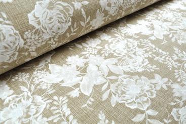 Dekostoff Leinenoptik - White Rose Dream - 280 cm 