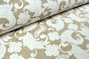 Dekostoff Leinenoptik - White Ornaments - 280 cm 
