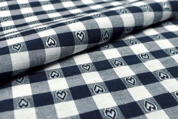 Dekostoff - Vichy-Herzen - 280 cm breit - Nachtblau 