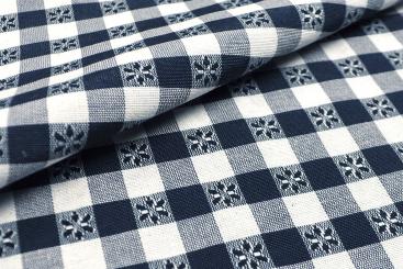 Dekostoff - Vichy-Blumen - 280 cm breit - Nachtblau 