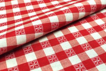 Dekostoff - Vichy-Blumen - 280 cm breit - Rot 