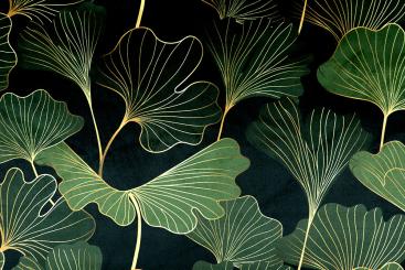 Samt-Dekostoff - Digitaldruck - Night Ginkgo 