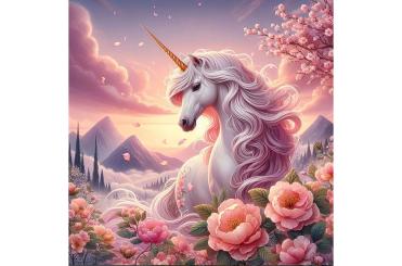 Premium-Samt - Panel - Rosa Einhorn 