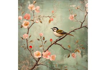 Premium-Samt - Panel - Vintage Bird 