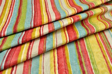 Dekostoff deluxe - Mille Fleur - Streifen/Blumenprägung 2 