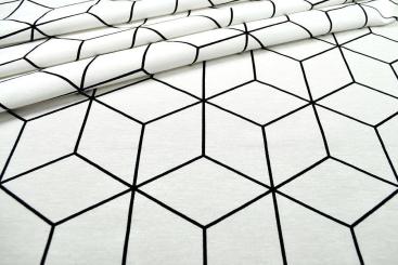 Dekostoff - Cubic Structure - Weiß/Schwarz 