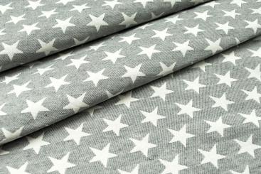 Dekostoff Jacquard - zweiseitig - Sterne - Grau/Weiß 