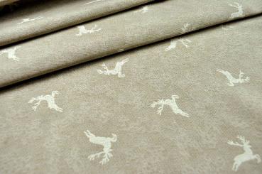 Dekostoff Jacquard - zweiseitig - Hirschsprung - Beige 