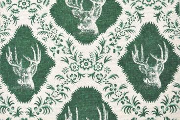 Jacquard Stoff - Hirschkopf - Beige/Grün 