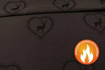 Dekostoff Herziger Hirsch - Trevira CS - Braun/Dunkelbraun 