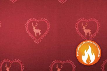 Dekostoff Herziger Hirsch - Trevira CS - Rot/Terra 