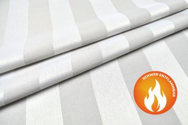 Dekostoff Satin-Blockstreifen - Trevira CS - Silber 