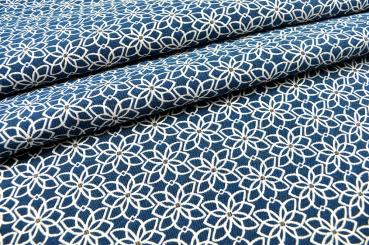 Jacquard-Dekostoff - Saint Lucia - Blau/Weiß - 280 cm 