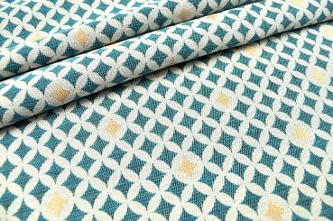 Jacquard-Dekostoff - Astral - Türkis/Gold 