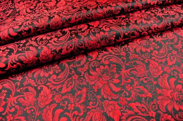 Floralia - Blüten-Jacquard zweiseitig - Schwarz/Rot 