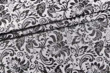 Floralia - Blüten-Jacquard zweiseitig - Silber/Schwarz 