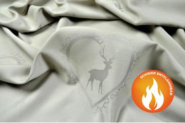 Dekostoff Herziger Hirsch - Trevira CS - Hellgrau/Creme 