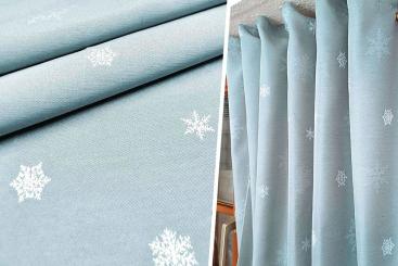 Dekostoff Jacquard - zweiseitig - Schneekristall - Hellblau/Eisblau 
