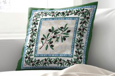 Gobelin-Kissenpanel - Mediterrane Oliven 